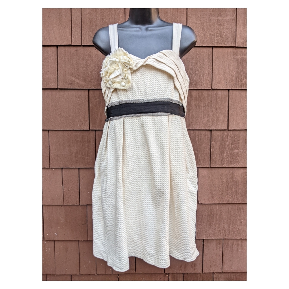 Anthropologie Deletta white sleeveless sweetheart knee length dress medium